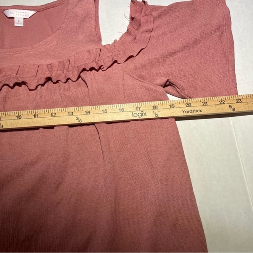 LC Lauren Conrad Pink Rose Cold Shoulder Ruffle‎ Dress Size Large - Picture 12 of 13